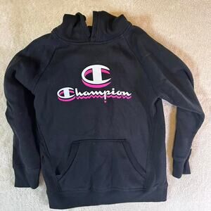 Champion black hoodie with pink